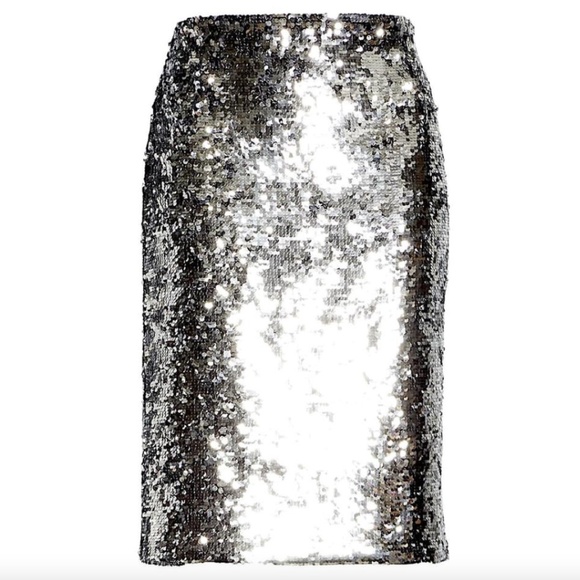 Alice + Olivia Silver with Tag Ramos Sequin Pencil Skirt - Picture 2 of 10